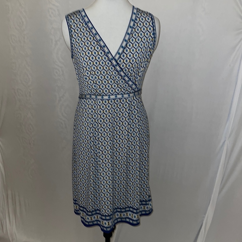 Max Studio Medium Blue White Yellow Sleeveless Dress